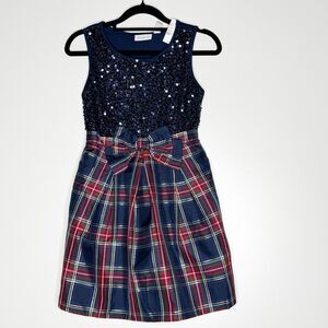 NEW The Children’s Place Matching Family Sequin Plaid Dress Girls Size 7/8 M